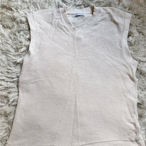 Zara Off-White V-Neck Sweater Tank
